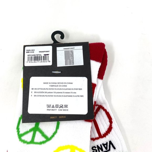 Vans Tyson Peterson Socks 1 Pack White Peace Skateboarding Mens Size VN0A5FIYWHT - Picture 4 of 4